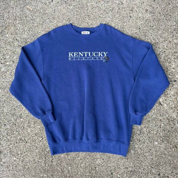 Vintage 90s Kentucky Wildcats Blue Pullover Crewneck Sweatshirt - Picture 1 of 6